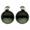 ESTATE .18CT ROUND DIAMOND & AAA TAHITIAN PEARL 14K WHITE GOLD 3D LOVE EARRINGS