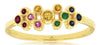 .16CT AAA MULTI COLOR SAPPHIRE 14KT YELLOW GOLD 3D BEZEL ROUND RAINBOW FUN RING