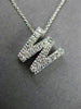 .38CT ROUND DIAMOND 14KT WHITE GOLD CLASSIC "W" INITIAL FLOATING PENDANT #18317