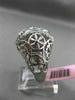 ESTATE MASSIVE .25CT DIAMOND 14KT WHITE GOLD 3D OPEN FILIGREE FLOWER LEAF RING