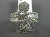 ESTATE LARGE 2.55CT ROUND & BAGUETTE DIAMOND 18KT WHITE GOLD DOUBLE FLOWER RING