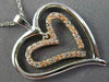 ESTATE .05CT DIAMOND 14K WHITE & ROSE GOLD 3D DOUBLE HEART LOVE FLOATING PENDANT