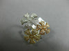 ESTATE LARGE .58CT ROUND DIAMOND 14K WHITE YELLOW & ROSE GOLD 3D FLOWER FUN RING