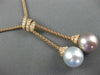LARGE .30CT DIAMOND & WHITE PINK SOUTH SEA PEARL 18KT ROSE GOLD LARIAT NECKLACE