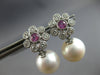 1.1CT DIAMOND & AAA PINK SAPPPHIRE & SOUTH SEA PEARL 14KT WHITE GOLD 3D EARRINGS
