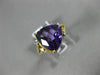 LARGE 3.24CT DIAMOND & AAA TRILLION AMETHYST 14KT YELLOW GOLD MILGRAIN FUN RING