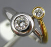 WIDE .36CT DIAMOND 18KT WHITE & YELLOW GOLD 3D TWO STONE BEZEL LOVE RING #1108