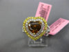 GIA LARGE 2.22CT MULTI COLOR DIAMOND 18K 2 TONE GOLD DOUBLE HALO ENGAGEMENT RING