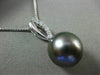 ESTATE .11CT DIAMOND 14K WHITE GOLD 3D TAHITIAN PEARL OPEN LEAF FLOATING PENDANT