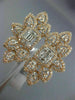 ESTATE LARGE 1.70CT ROUND & BAGUETTE DIAMOND 14KT WHITE & ROSE GOLD FLOWER RING