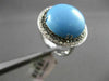 ESTATE LARGE .36CTW BLACK & WHITE DIAMOND & AAA TURQUOISE 14KT WHITE GOLD RING