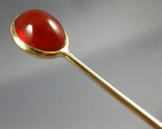 ANTIQUE AAA RED CABOCHON AGATE 14KT YELLOW GOLD 3D CLASSIC LAPEL PIN #26532