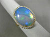 LARGE 7.80CT DIAMOND & AAA OPAL 14KT YELLOW GOLD CLASSIC OVAL DOUBLE HALO RING