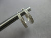 ESTATE .15CT DIAMOND 14K WHITE GOLD FILIGREE OVAL HOOP HUGGIE HANGING EARRINGS
