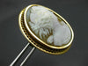 ANTIQUE LARGE 14K YELLOW GOLD ITALIAN LADY SHELL CAMEO PIN BROOCH PENDANT #19940