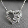 ANTIQUE DIAMOND FILIGREE HEART STAR 18K WHITE GOLD PENDANT + CHAIN