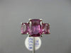 LARGE AAA GIA CERTIFIED PURPLE SAPPHIRE 18KT WHITE GOLD 3 STONE ENGAGEMENT RING