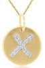 .06CT DIAMOND 14KT YELLOW GOLD LETTER X INITIAL MATTE & SHINY FLOATING PENDANT