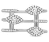 LARGE .42CT DIAMOND 14K WHITE GOLD MULTI ROW LUCKY EVIL EYE CRISS CROSS FUN RING