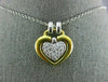ESTATE LARGE .55CT DIAMOND PLATINUM & 18KT YELLOW GOLD DOUBLE HEART PENDANT #310