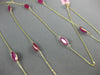 ESTATE LONG 20.83CT RUBIES 14KT YELLOW GOLD 3D MARQUISE SHAPE TIN TOP NECKLACE