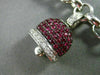 ESTATE LARGE 2.93CT DIAMOND & MULTI GEM 14K WHITE GOLD LUCKY BELL CHARM BRACELET