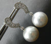 LARGE .6CT DIAMOND & AAA SOUTH SEA PEARL 18K WHITE GOLD JOURNEY HANGING EARRINGS