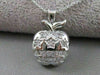 ESTATE DIAMOND 14KT WHITE GOLD BIG APPLE NEW YORK PENDANT STARS & STRIPES #7801