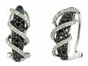 1.09CT WHITE & BLACK DIAMOND 14KT WHITE GOLD MULTI ROW CLIP ON HANGING EARRINGS