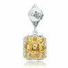GIA 2.59CT WHITE & FANCY YELLOW DIAMOND 18KT 2 TONE GOLD SQUARE FLOWER EARRINGS