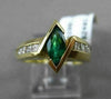 ESTATE 1.10CTW DIAMOND & AAA MARQUISE EMERALD 14KT YELLOW GOLD ENGAGEMENT RING