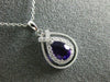 ESTATE .83CT DIAMOND & AAA AMETHYST 14K WHITE GOLD 3D TEAR DROP FLOATING PENDANT