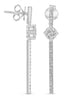 .97CT DIAMOND 14KT WHITE GOLD 3D CLASSIC ROUND SOLITAIRE BAR HANGING EARRINGS