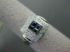 ESTATE WIDE .82CT DIAMOND & AAA SAPPHIRE 14KT WHITE GOLD 3D SQUARE RING #19474