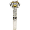 .83CT WHITE PINK & FANCY YELLOW DIAMOND 18KT TRI COLOR GOLD HALO ENGAGEMENT RING