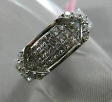 ESTATE WIDE 1.47CT ROUND & PRINCESS DIAMOND 18KT WHITE GOLD 3D MULTI ROW RING