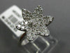 ESTATE .74CT ROUND DIAMOND 18K WHITE GOLD 3D FLOWER STAR OF DAVID PAVE LOVE RING