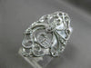 ESTATE LARGE .26CT DIAMOND 14KT WHITE GOLD OPEN FILIGREE MILGRAIN COCKTAIL RING