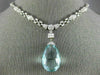 ANTIQUE EXTRA LARGE 41CT DIAMOND & AAA AQUAMARINE 18K WHITE GOLD LARIAT NECKLACE