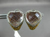 LARGE 15.01CT WHITE & FANCY YELLOW DIAMOND & QUARTZ 14KT WHITE GOLD 3D EARRINGS