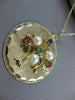 ANTIQUE LARGE AAA PEARL & MULTI GEM 14KT YELLOW GOLD TREE OF LIFE PENDANT #22526