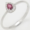 ESTATE .31CT DIAMOND & AAA RUBY 14KT WHITE GOLD 3D CLASSIC PEAR SHAPE LOVE RING