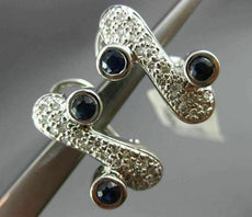ESTATE 1.10CT DIAMOND & SAPPHIRE 14KT WHITE GOLD 3D PAVE ETOILE X LOVE EARRINGS