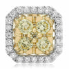 .64CT WHITE & FANCY YELLOW DIAMOND 14KT 2 TONE GOLD 3D HEXAGON STUD EARRINGS