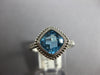ESTATE 1.62CT DIAMOND & AAA BLUE TOPAZ 14KT WHITE GOLD GEOMETRICAL FILIGREE RING