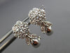ANTIQUE 1.23CT DIAMOND 14KT WHITE GOLD 3D CLASSIC FLOWER LEAF EARRINGS #15877