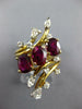 3.92CT DIAMOND & AAA RUBY 14KT 2 TONE GOLD MULTI SHAPE 3 STONE LEAF RING #26976