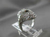 ANTIQUE LARGE OLD MINE DIAMOND 14KT WHITE GOLD FILIGREE NORTH SOUTH RING #19850