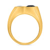 LARGE 2.66CT DIAMOND & AAA SAPPHIRE 14KT YELLOW GOLD OVAL & ROUND SOLITAIRE RING