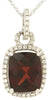 LARGE 5CT DIAMOND & AAA GARNET 14KT WHITE GOLD CUSHION SQUARE FLOATING PENDANT